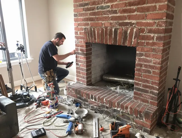 Middleburg Heights Chimney Sweep specialist finalizing chimney liner service in Middleburg Heights, OH