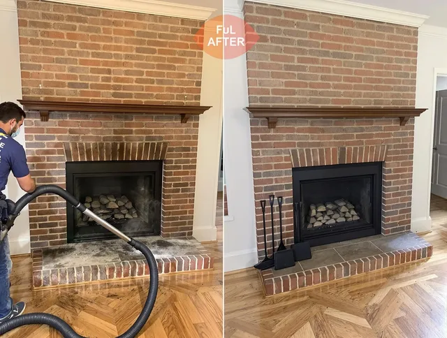 Middleburg Heights Chimney Sweep carefully sanitizing a fireplace in Middleburg Heights, OH