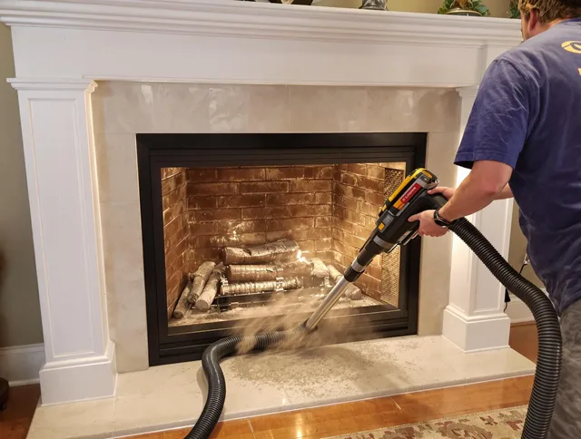 Fireplace cleaning performed by Middleburg Heights Chimney Sweep in Middleburg Heights, OH